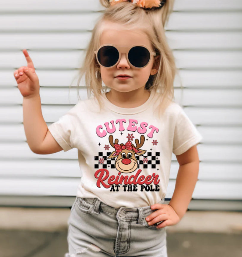 CUTEST REINDEER GIRL KIDS T-SHIRT