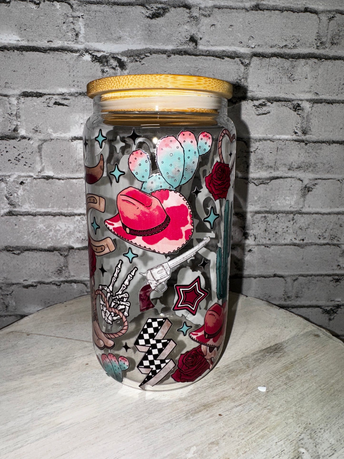 16 OZ WESTERN GLASS CUP