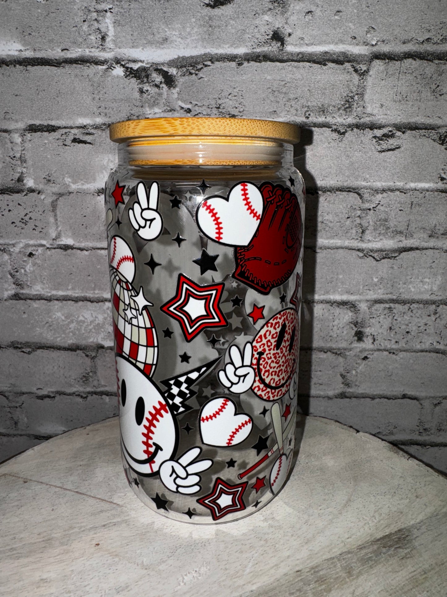 16 OZ BASEBALL GLASS CUP