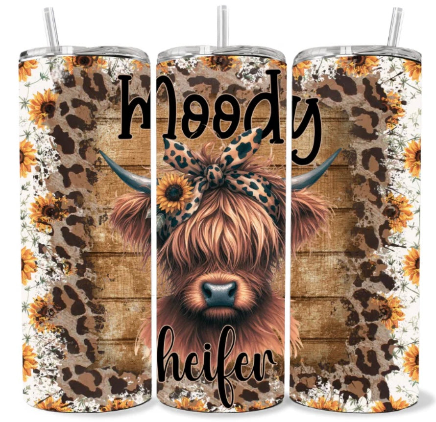 20 OZ SUNFLOWER MOODY HEIFER TUMBLER
