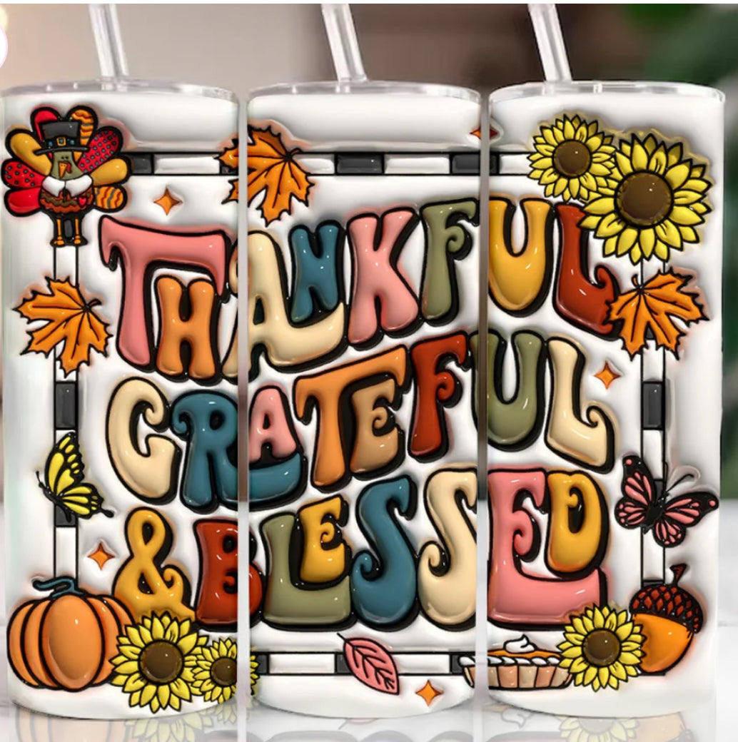 20 OZ THANKFUL GRATEFUL BLESSED TUMBLER