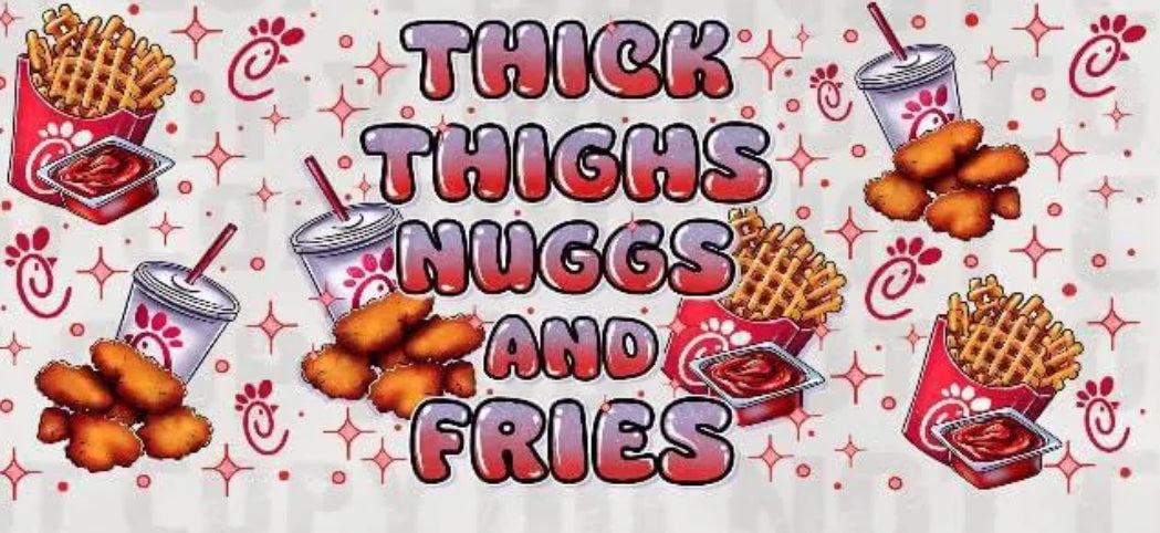 16 OZ THICK THIGHS NUGS AND FRIES GLASS CUP