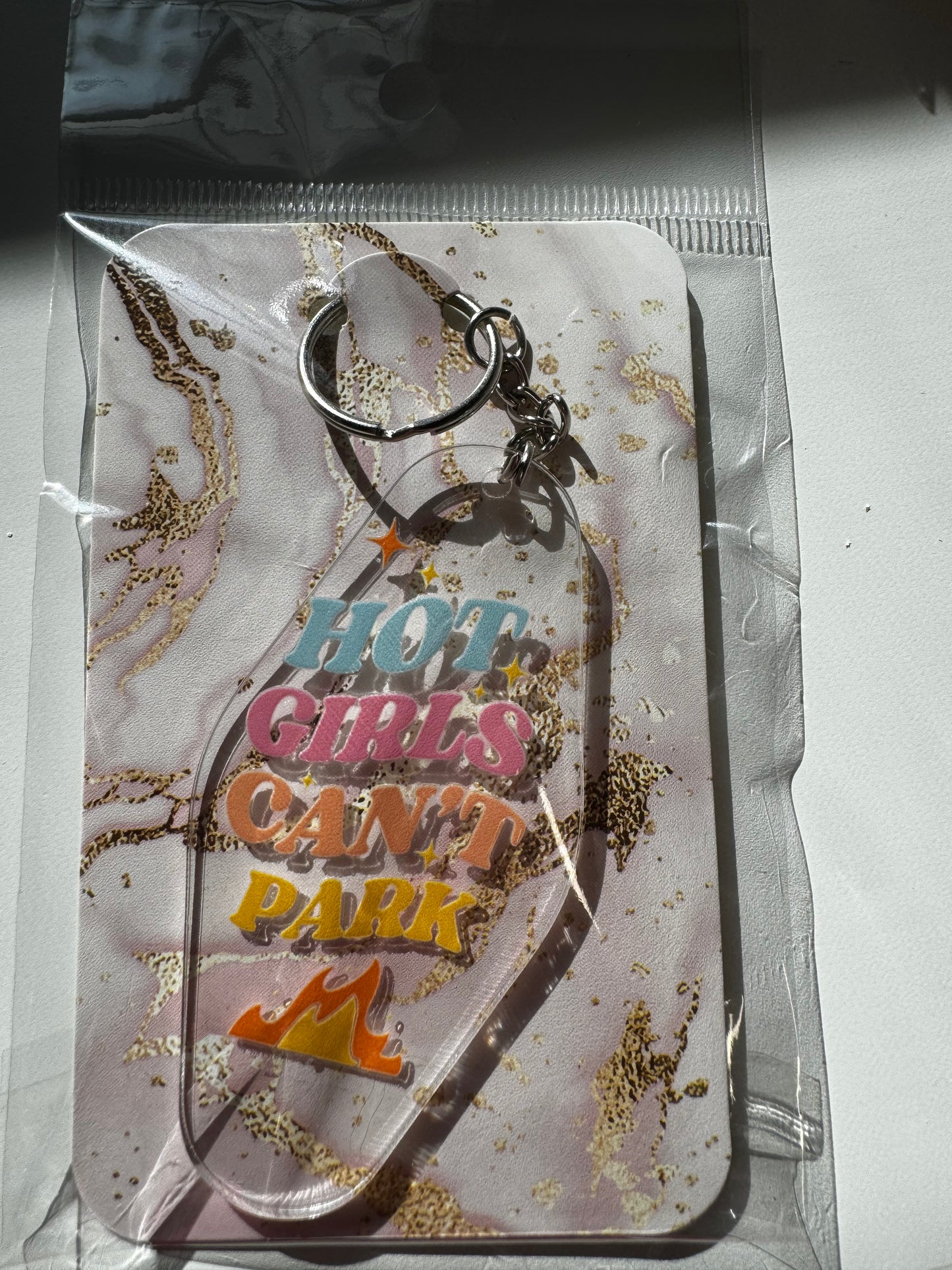 HOT GIRLS CANT PARK KEYCHAIN
