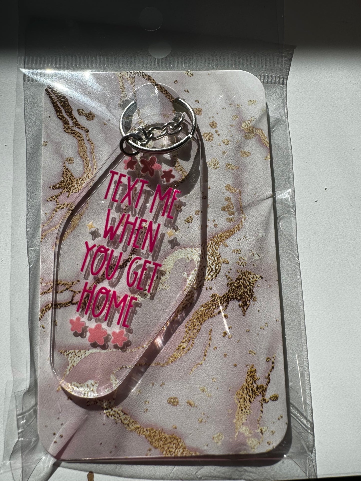 TEXT ME WHEN YOU GET HOME KEYCHAIN