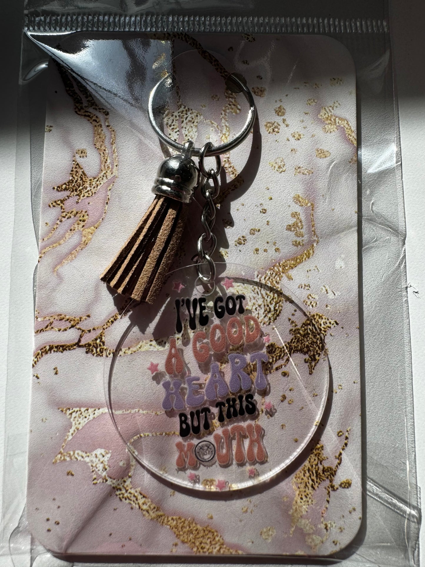 GOOD HEART BUT THIS MOUTH KEYCHAIN