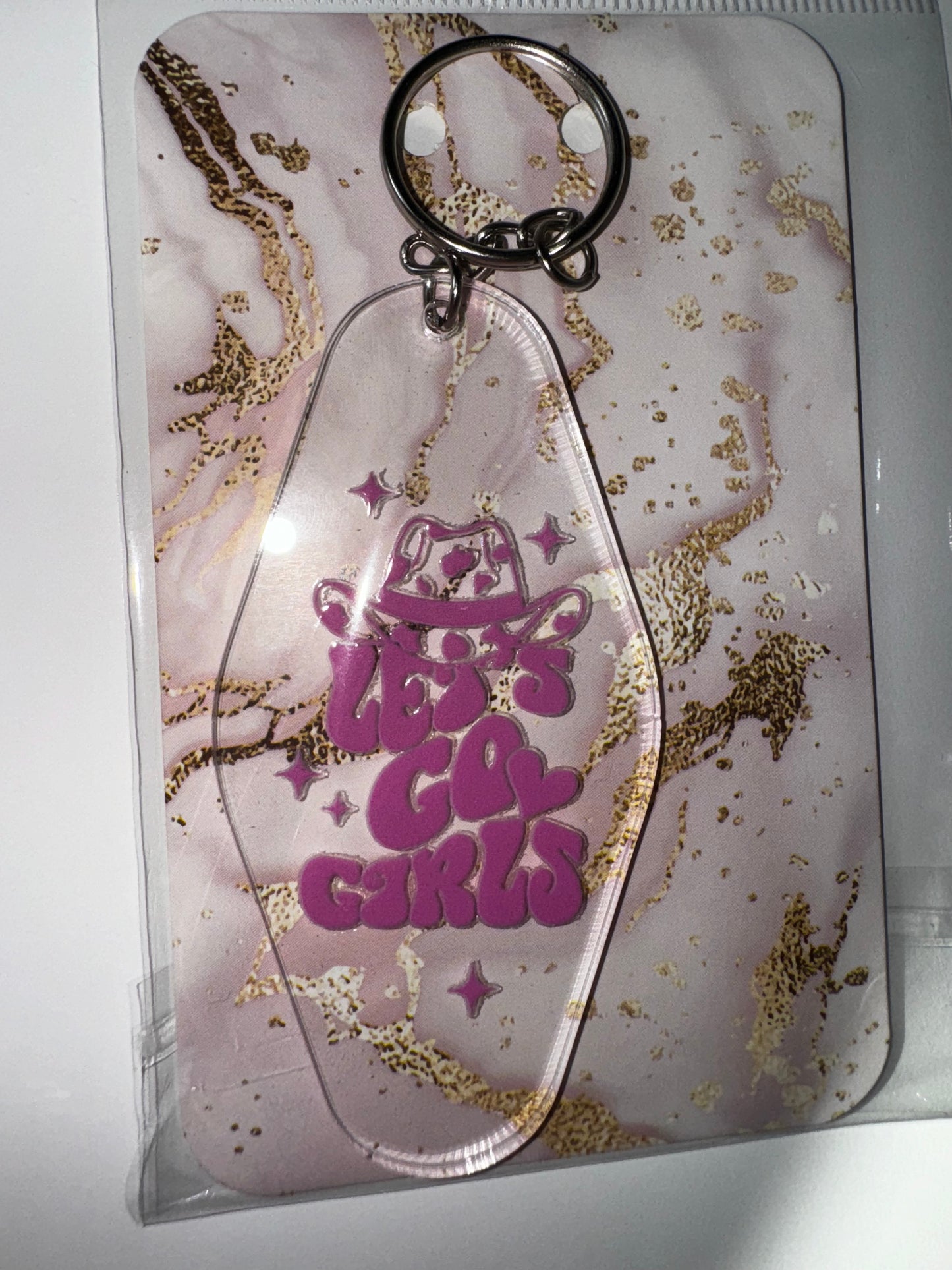 PINK LETS GO GIRLS KEYCHAIN
