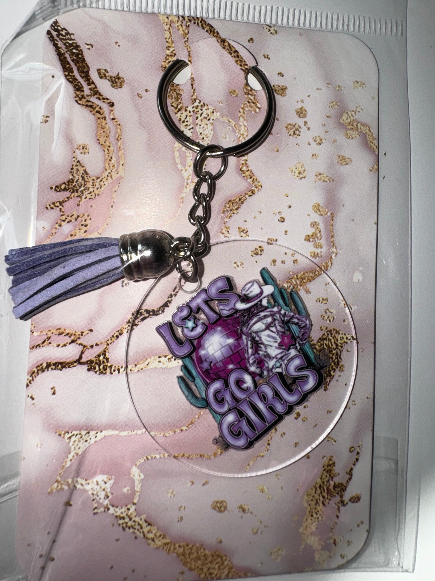 PURPLE LETS GO GIRLS KEYCHAIN