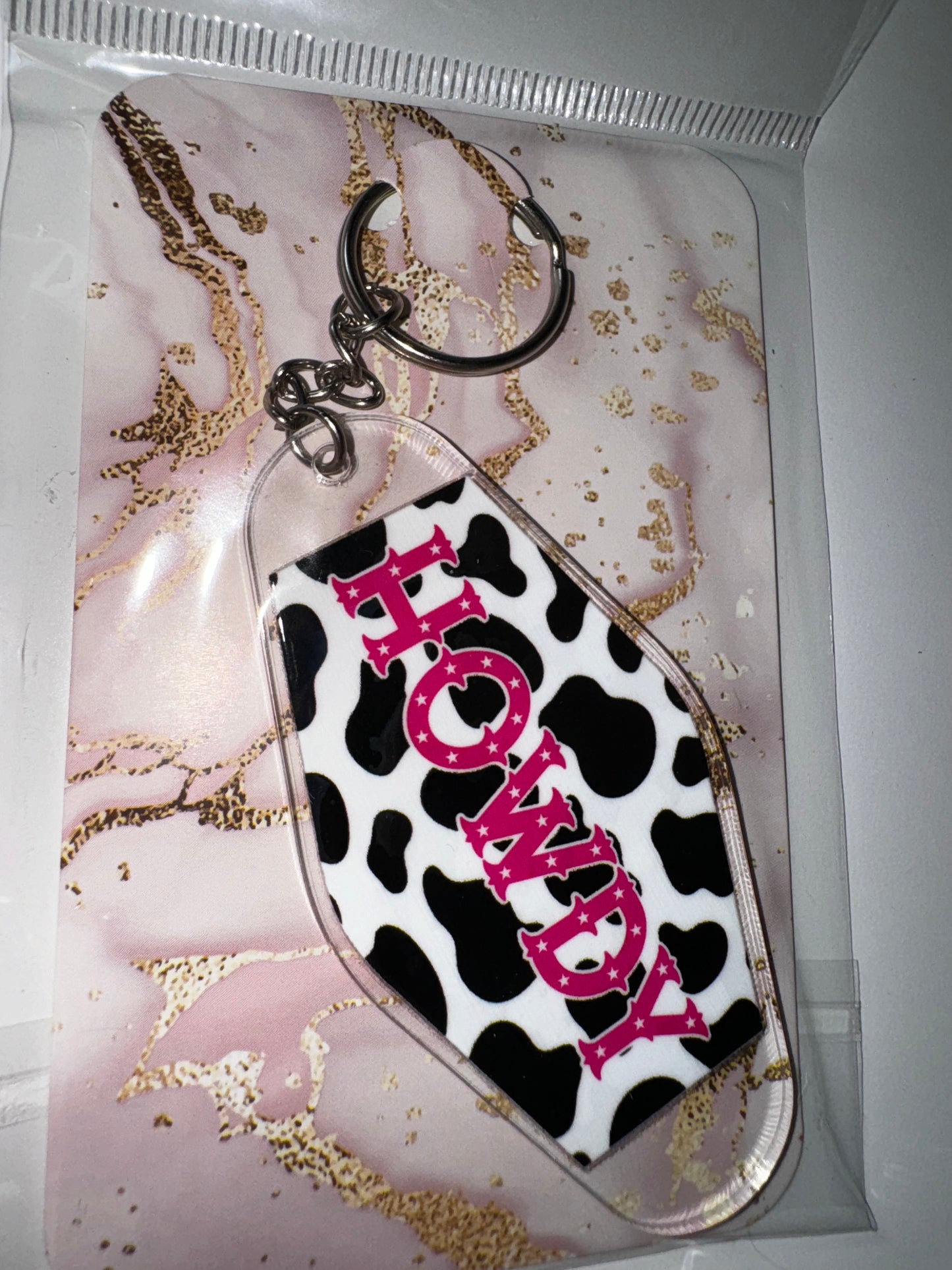 HOWDY COWPRINT KEYCHAIN
