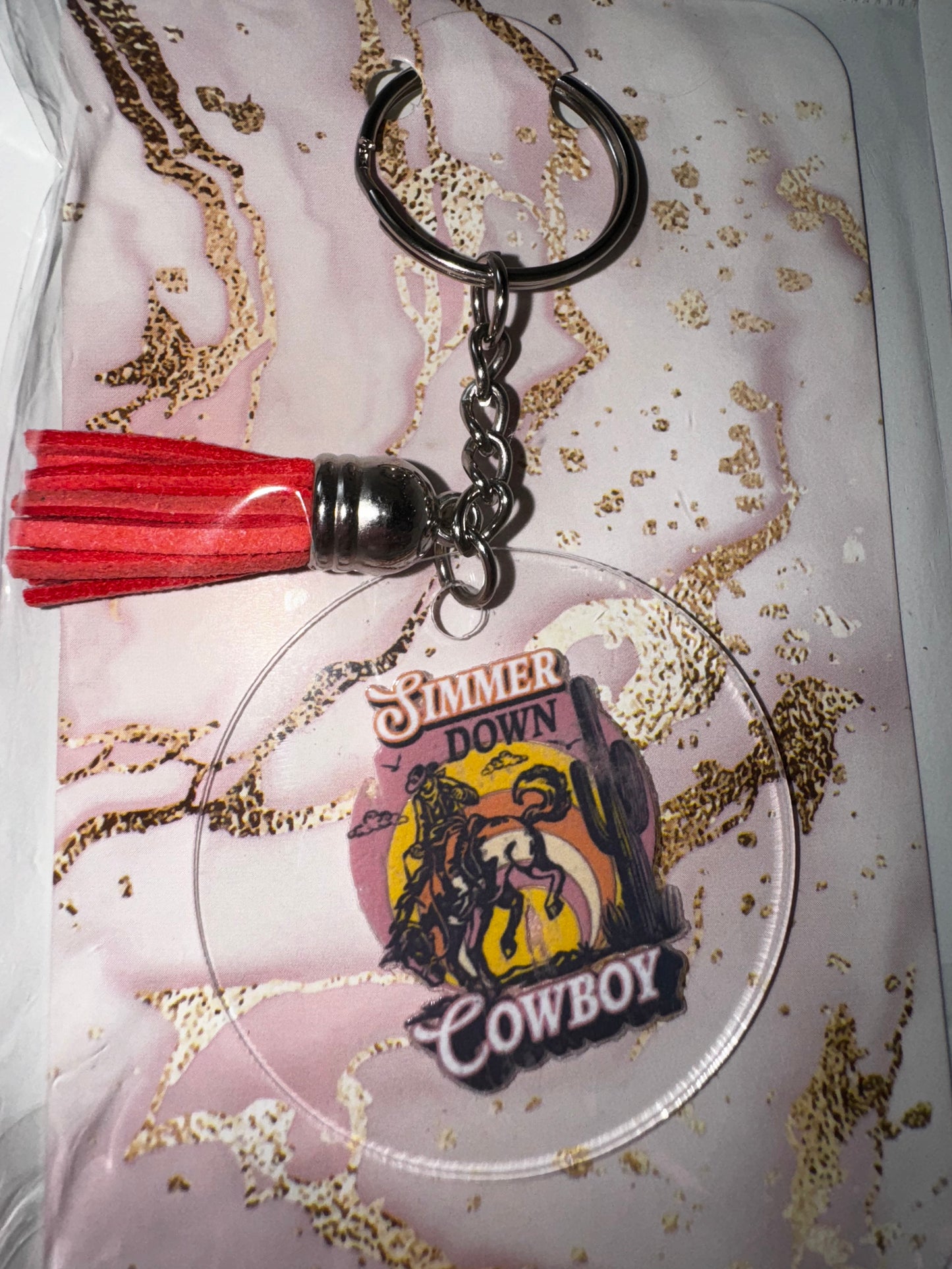 SIMMER DOWN COWBOY KEYCHAIN
