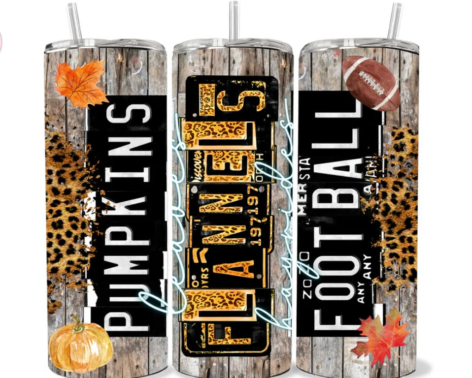 20 OZ PUMPKINS FLANNELS FOOTBALL TUMBLER