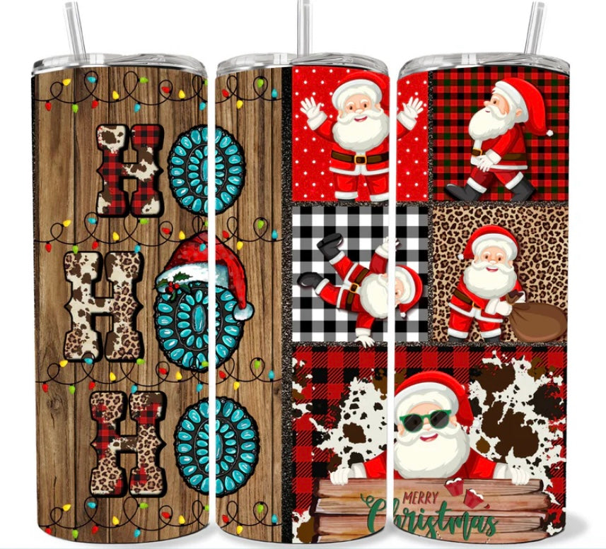 20 OZ HO HO HO CHEETAH/COW CHRISTMAS TUMBLER
