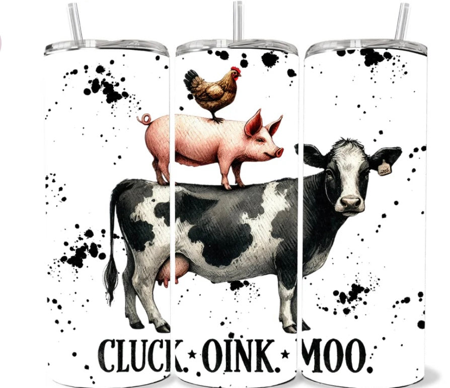 20 OZ CLUCK OINK MOO TUMBLER