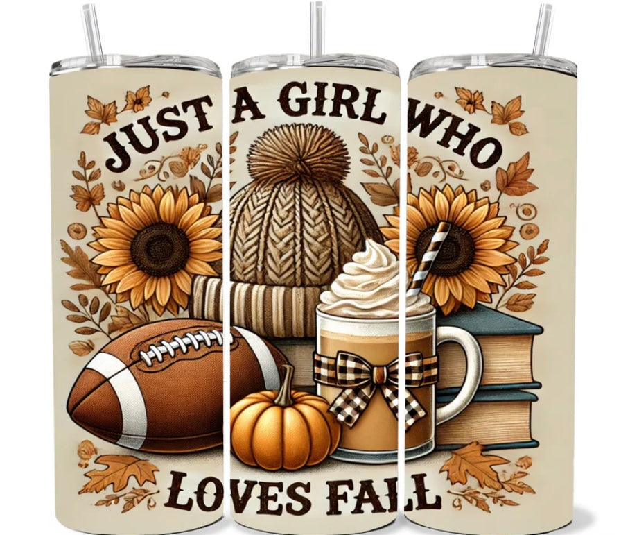 20 OZ BASIC JUST A GIRL WHO LOVES FALL TUMBLER