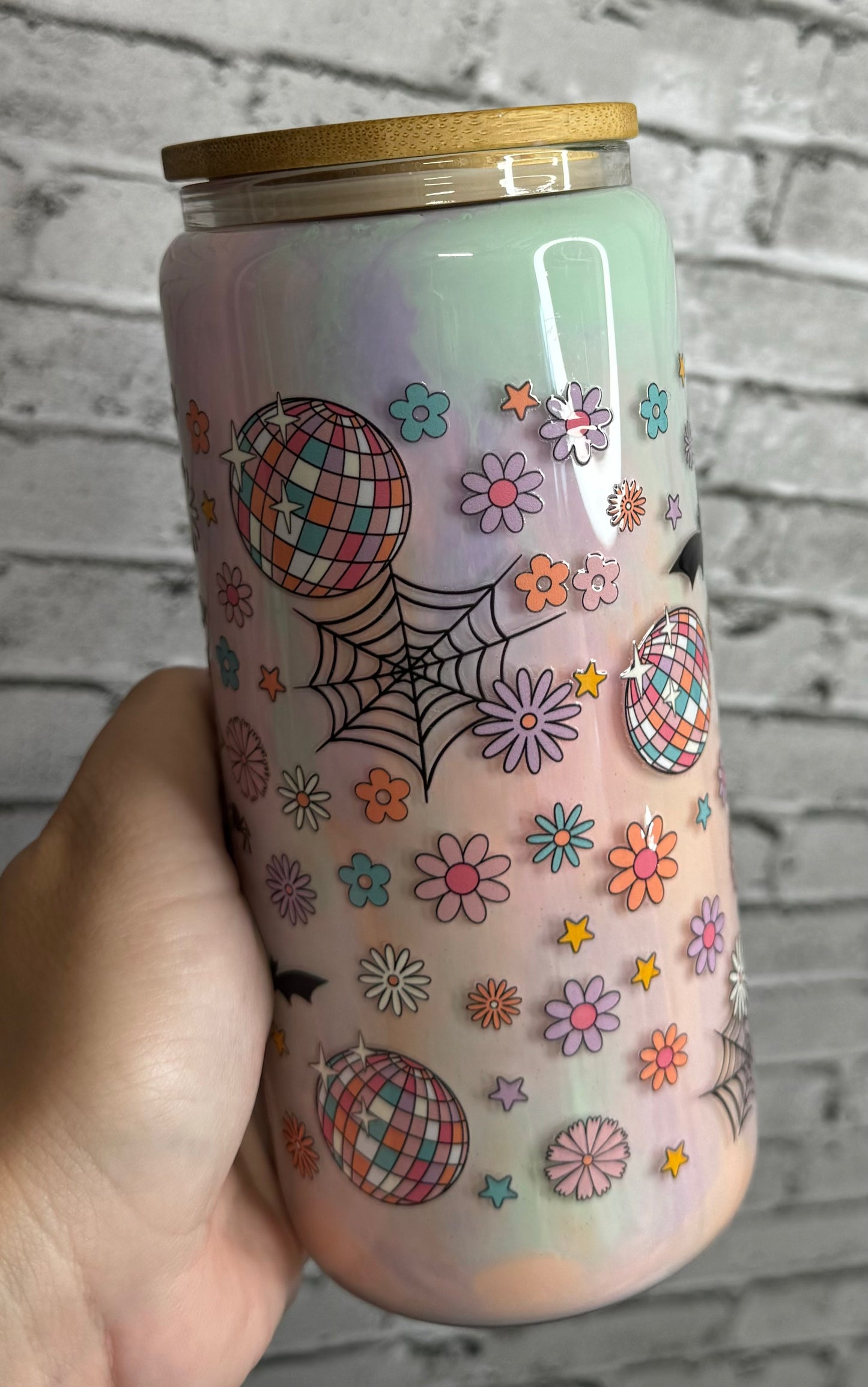 LETS GO GHOULS SNOW GLOBE ACRYLIC PAINT GLASS CUP