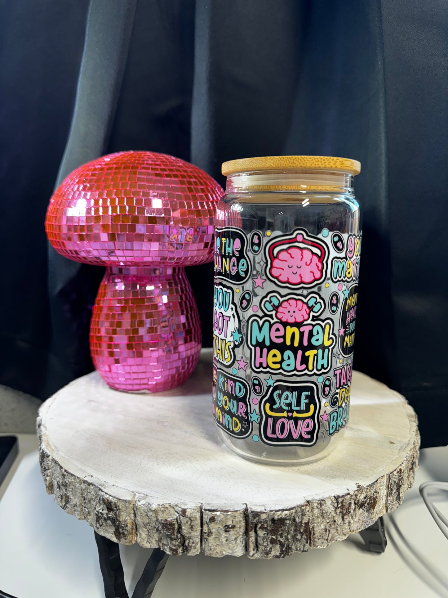 16 OZ MENTAL HEALTH GLASS CUP