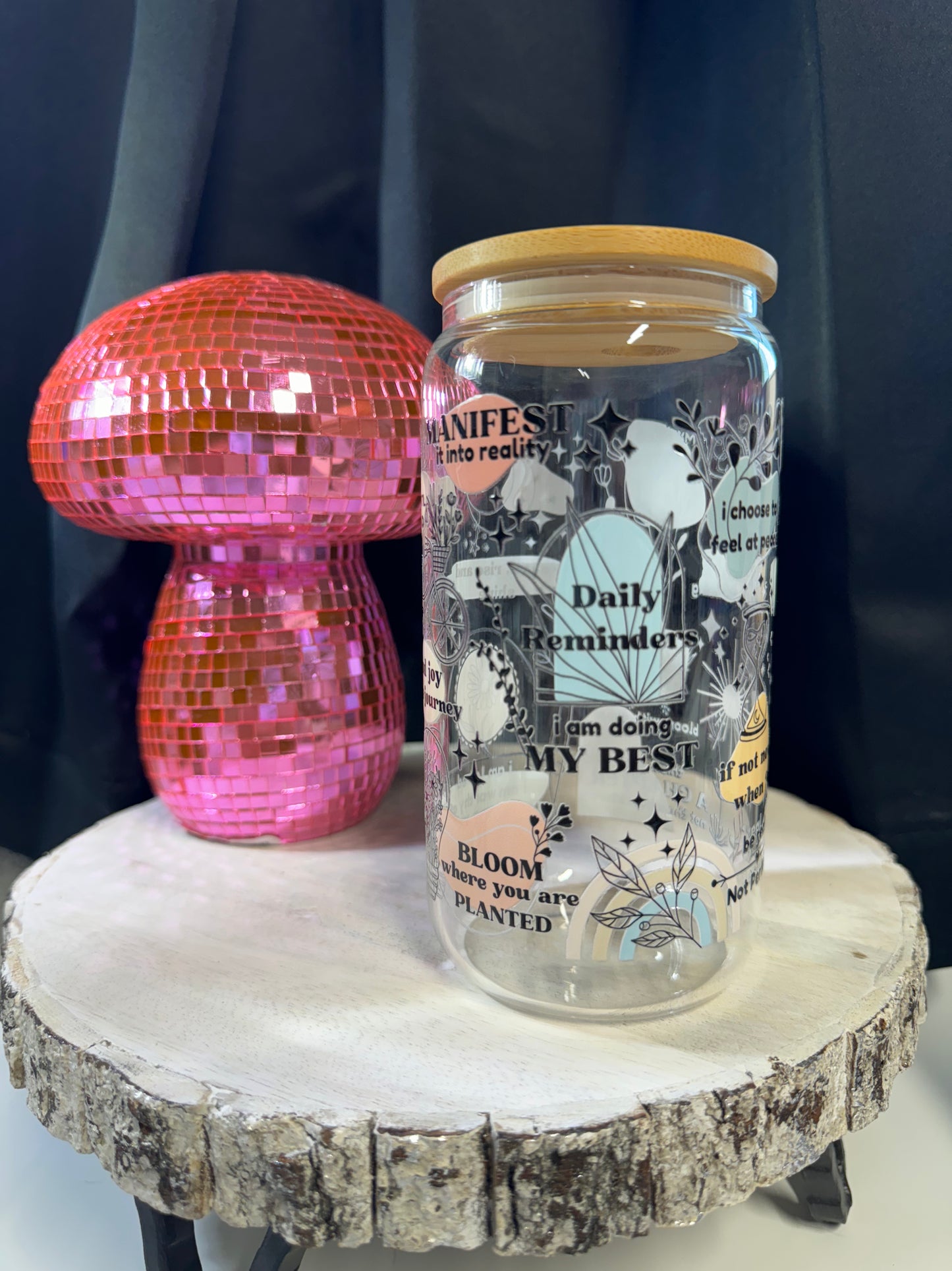 16 OZ DAILY REMINDERS GLASS CUP