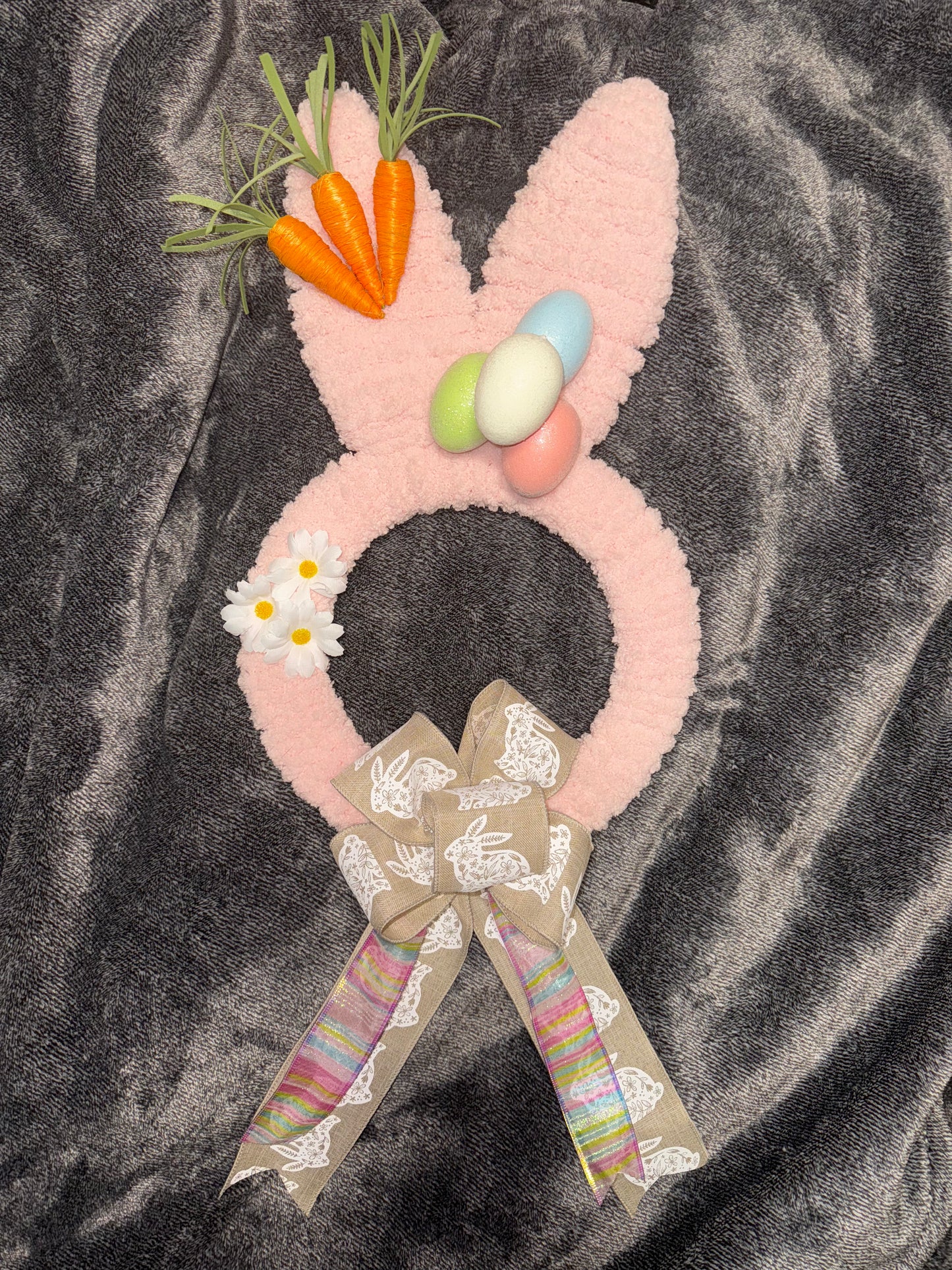 PINK BURLAP BUNNY WREATH