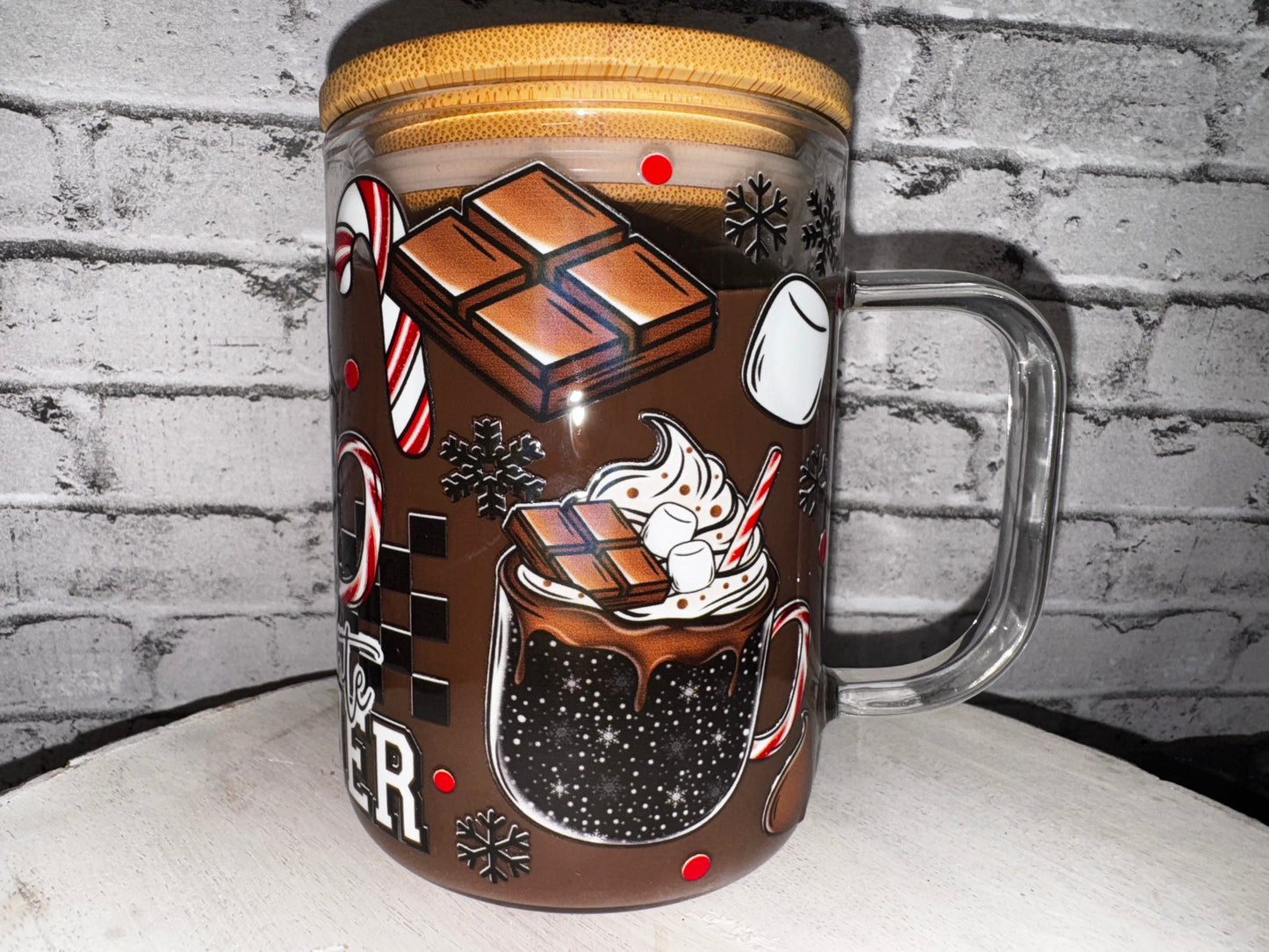 HOT CHOCOLATE WEATHER GLASS MUG