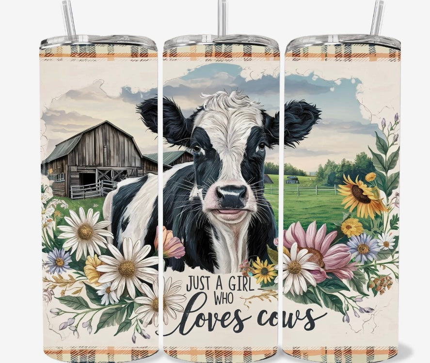 20 OZ JUST A GIRL WHO LOVES COWS TUMBLER