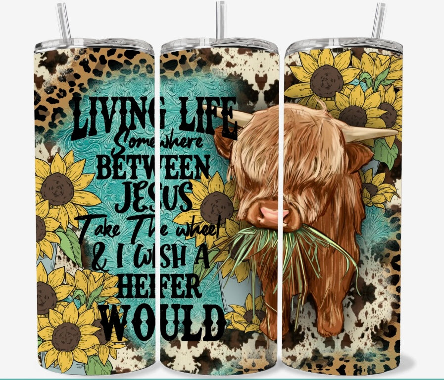 20 OZ LIVIN LIFE SOMEWHERE BETWEEN TUMBLER