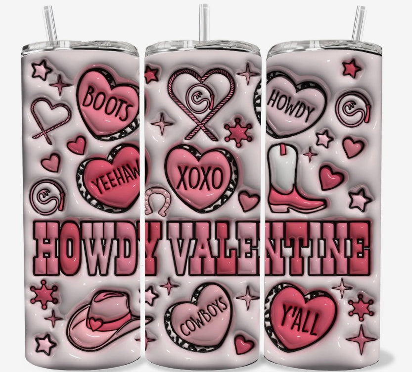 20 OZ 3-D HOWDY VALENTINE TUMBLER