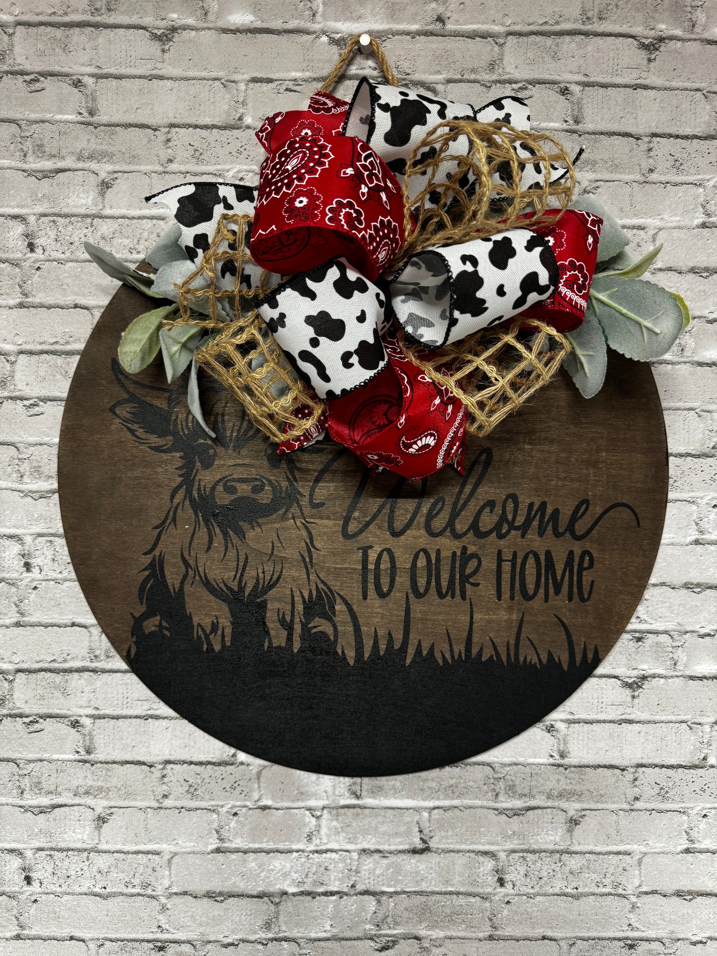 WELCOME TO OUR HOME WOODEN DOOR HANGER