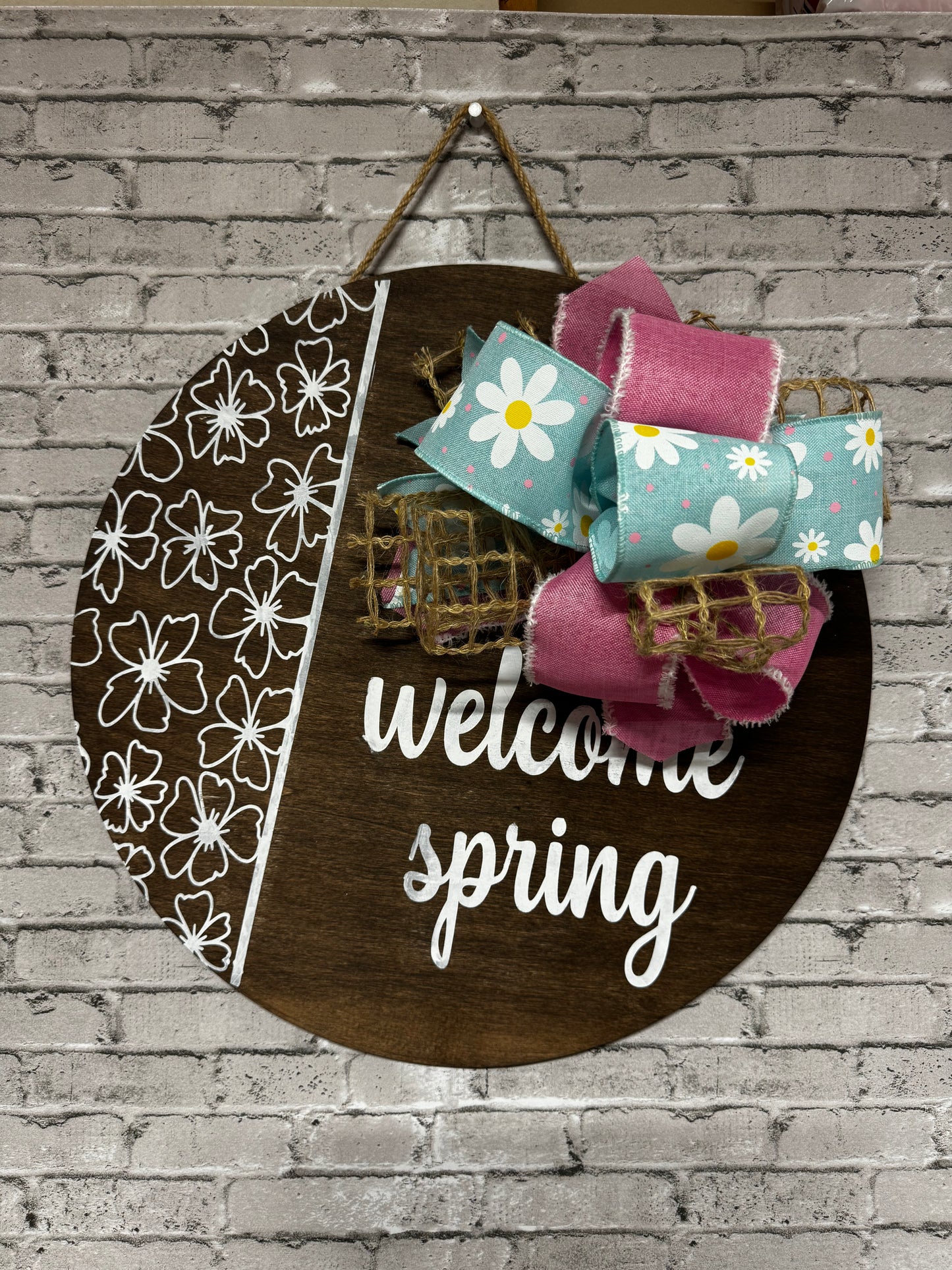 WELCOME SPRING WOODEN DOOR HANGER
