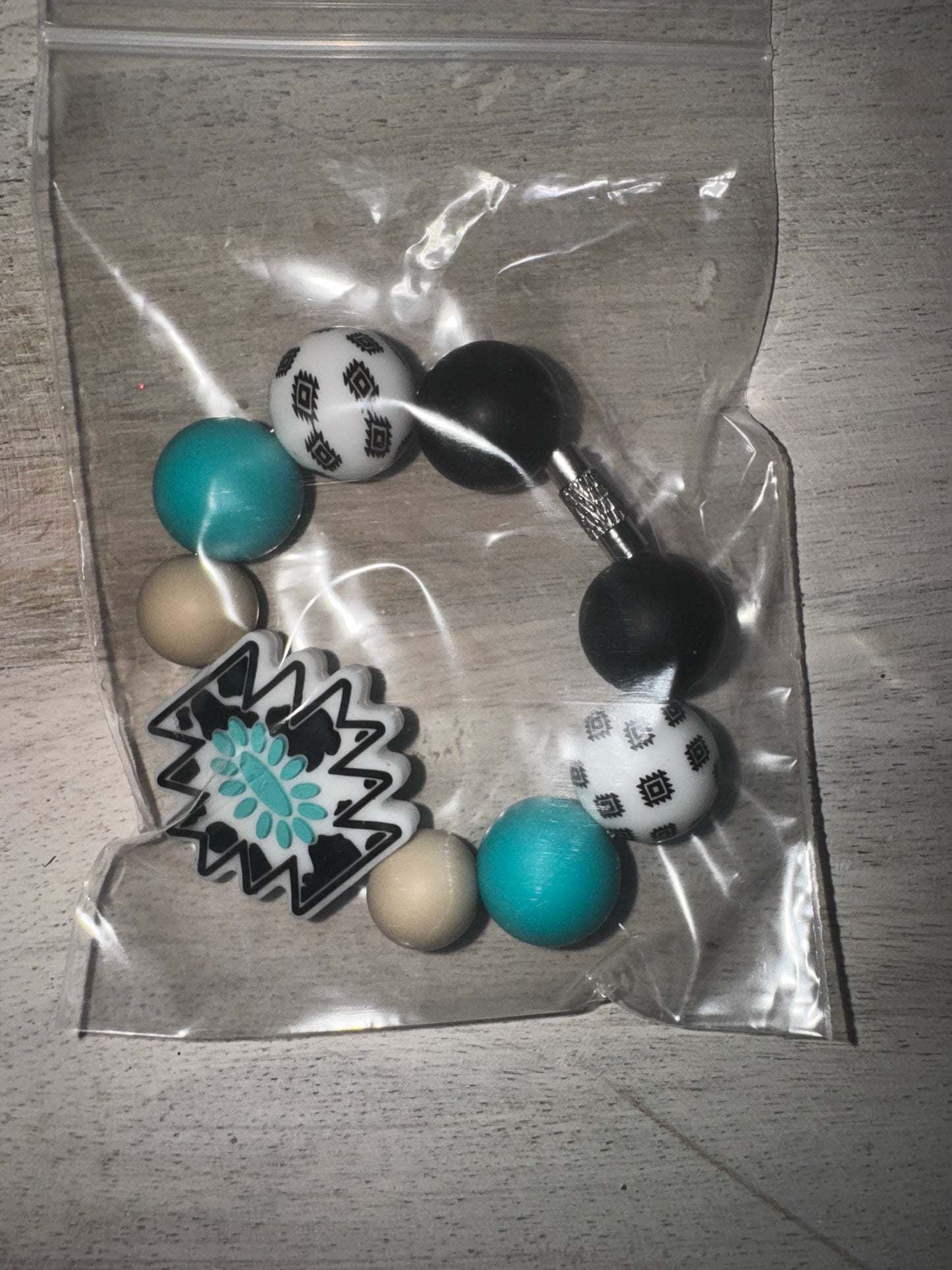 TEAL/BLACK AZTEC STANLEY CUP CHARM