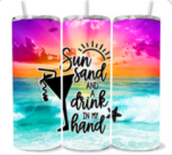 20 OZ SUN SAND DRINK IN HAND TUMBLER