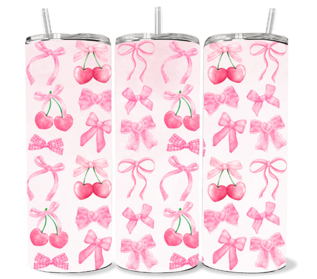 20 OZ CHERRIES AND BOWS TUMBLER