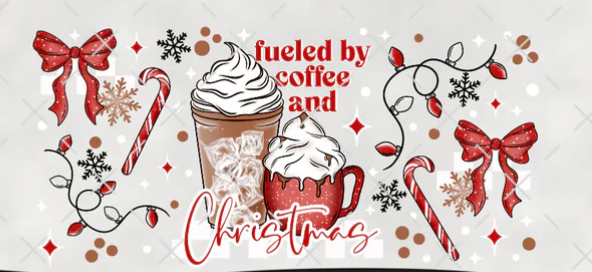 FUELED BY COFFEE & CHRISTMAS GLASS CUP