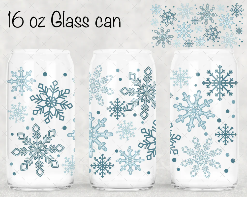 16 OZ BIG SNOWFLAKES GLASS CUP
