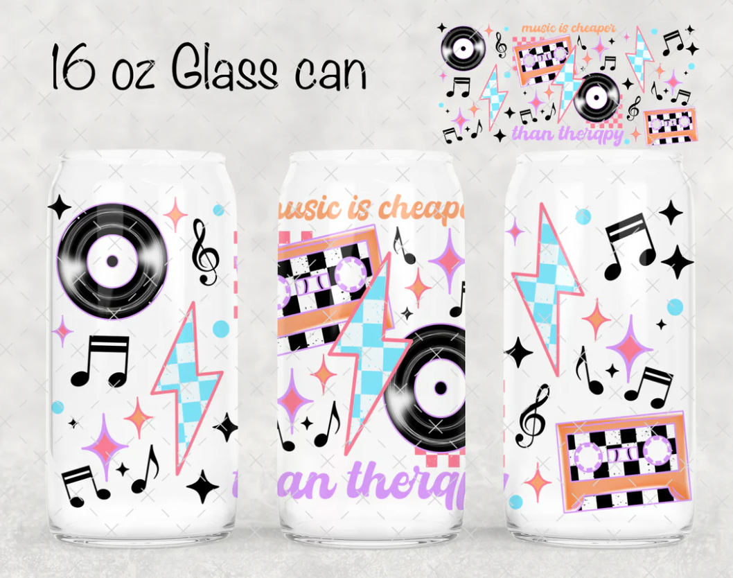 16 OZ MUSIC THERAPY GLASS CUP