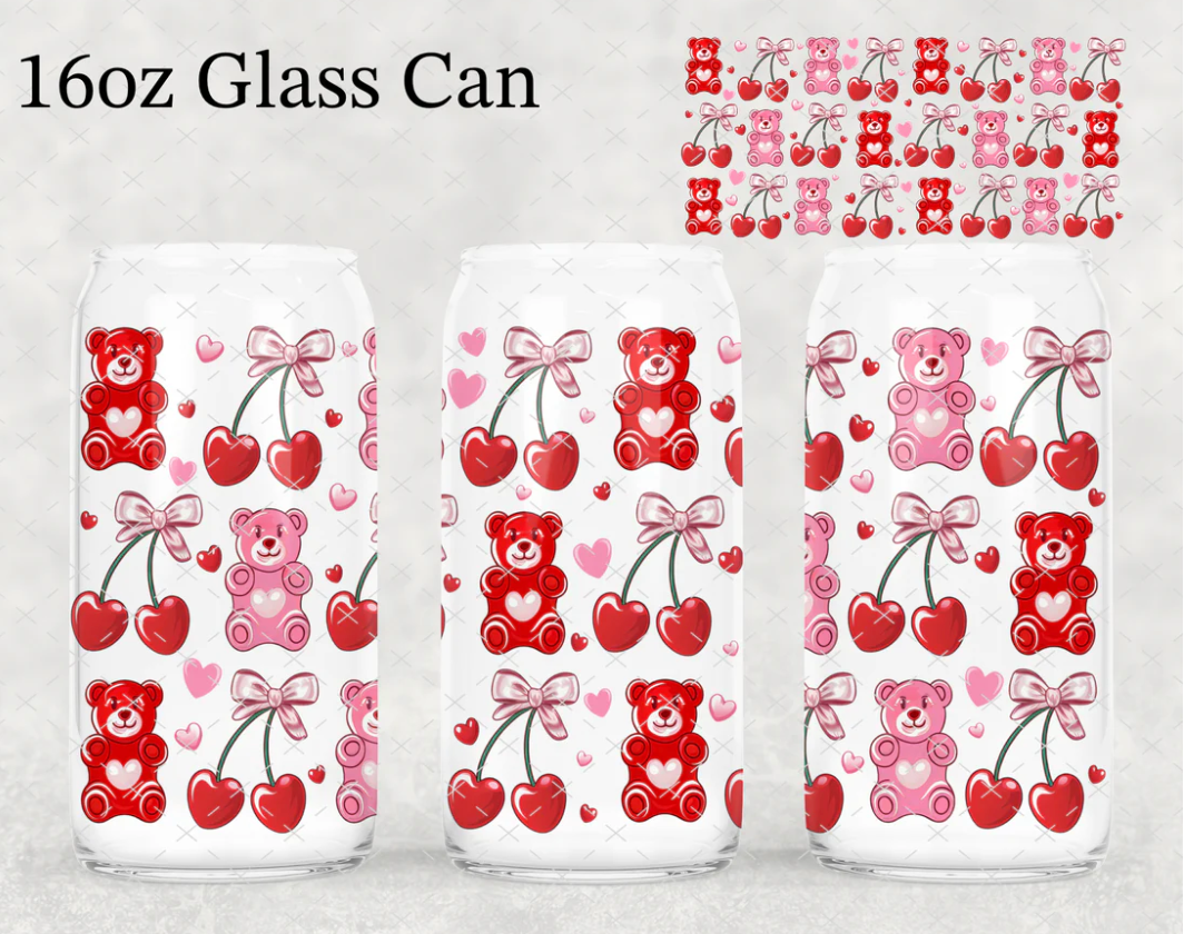 16 OZ GUMMY BEAR CHERRY GLASS CUP