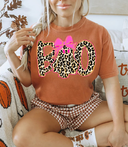 BOO CHEETAH BOW T-SHIRT