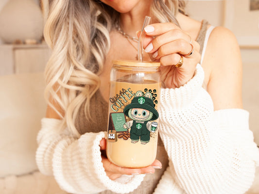16 OZ COFFEE LABUBU GLASS CUP