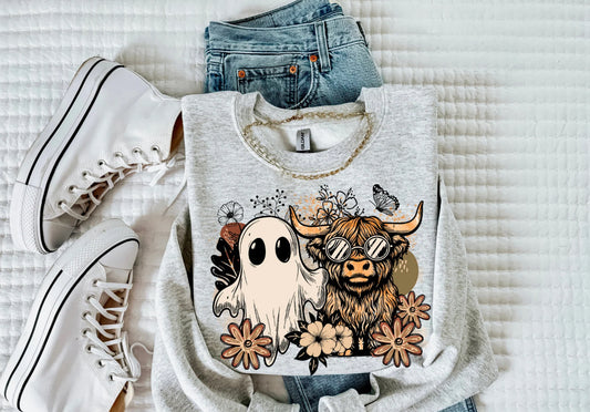 GHOST COW FLOWER T-SHIRT