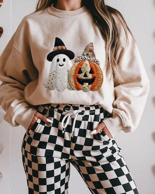 QUILTED PUMPKIN AND GHOST T-SHIRT