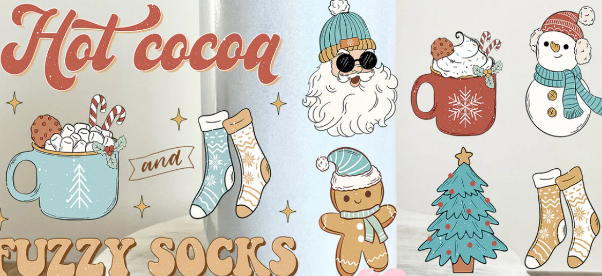 16 OZ HOT COCOA AND FUZZY SOCKS GLASS CUP