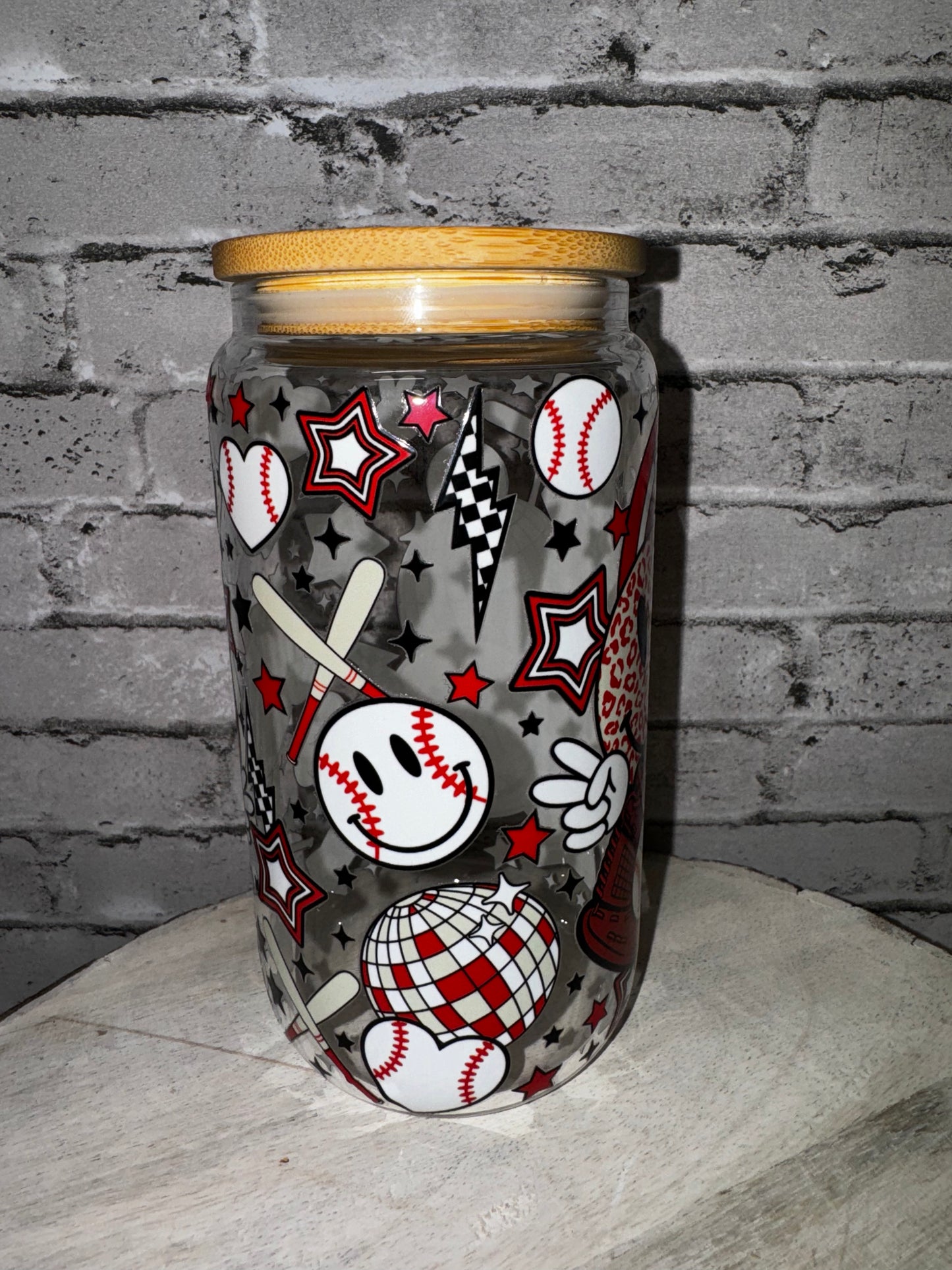 16 OZ BASEBALL GLASS CUP