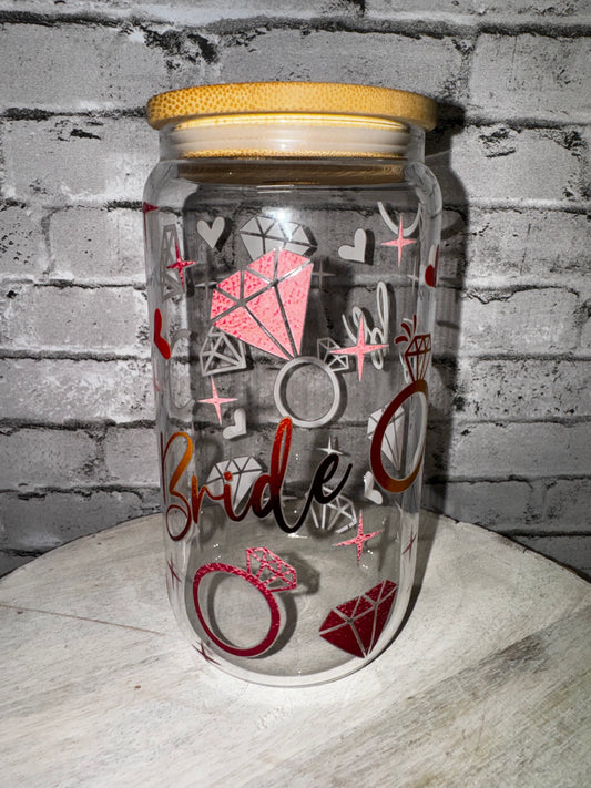 16 OZ BRIDE TO BE GLASS CUP