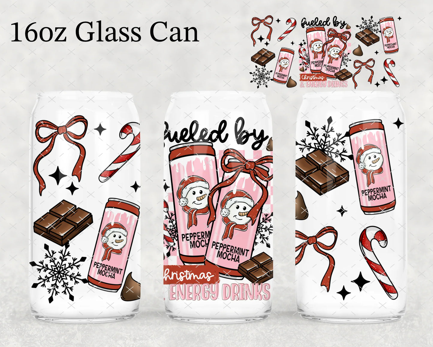 16 OZ ENERGY CHRISTMAS GLASS CUP