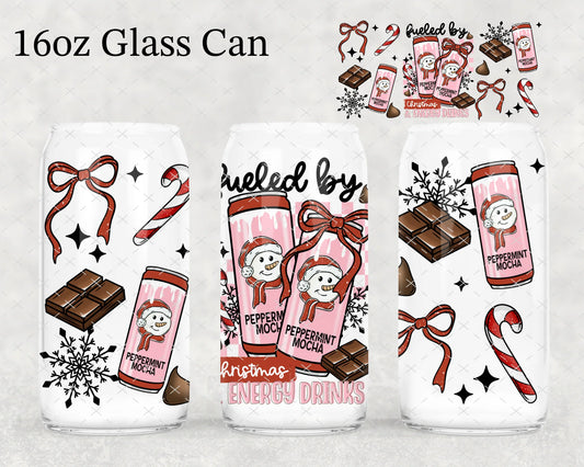 16 OZ ENERGY CHRISTMAS GLASS CUP
