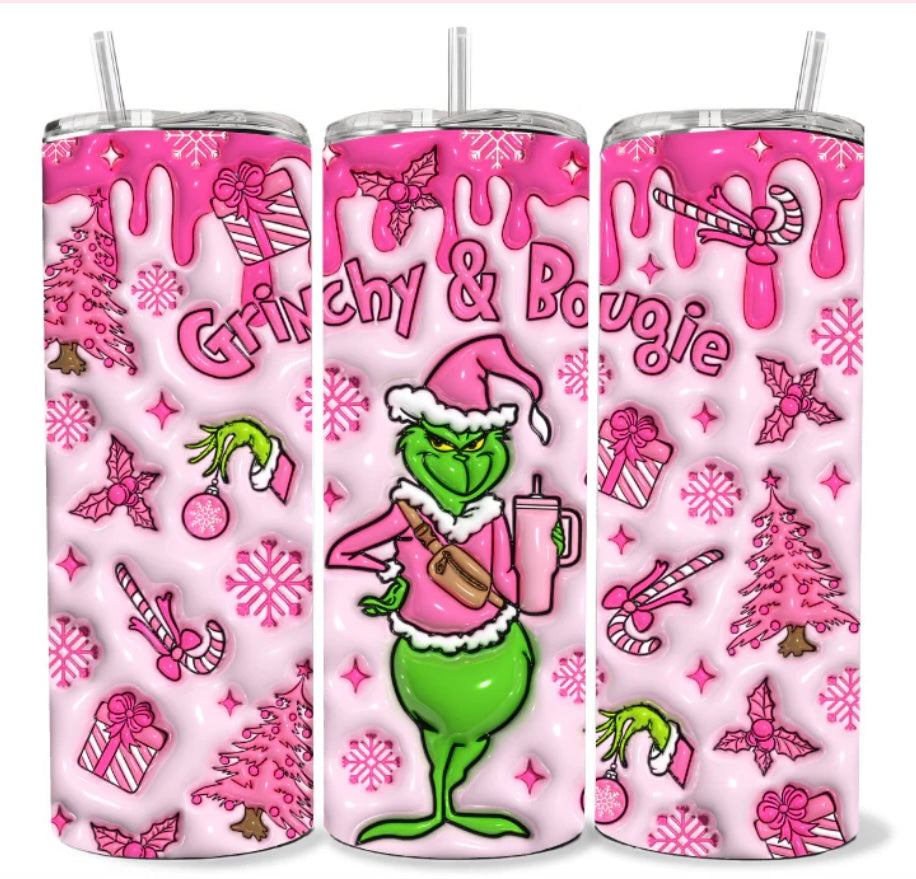 20 OZ 3-D GRINCHY AND BOUJGIE TUMBLER