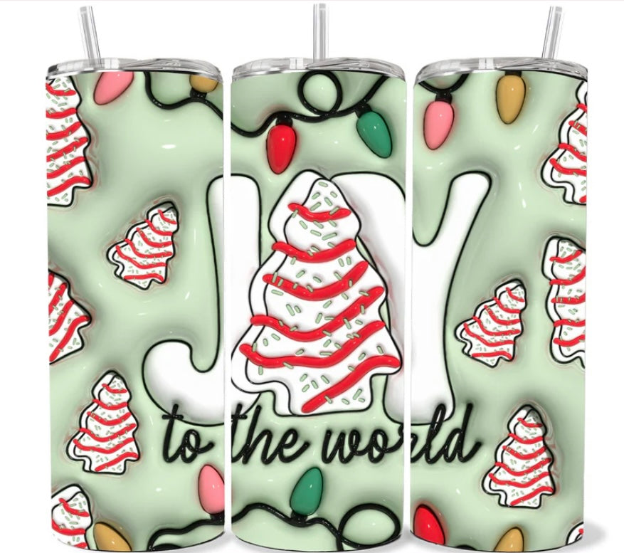 20 OZ JOY TO THE WORLD 3-D CHRISTMAS TUMBLER