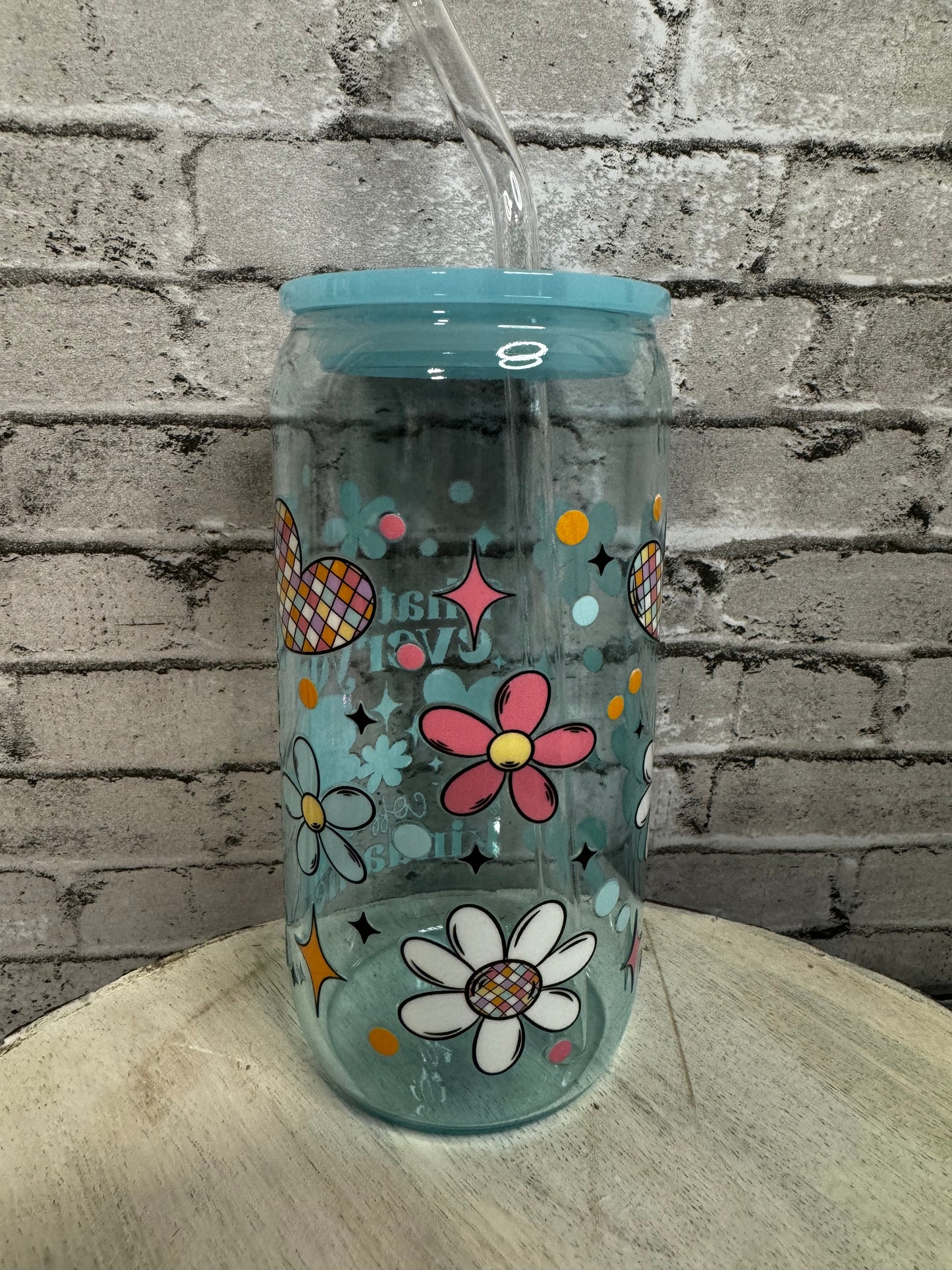 COFFEE HELPS GLASS CUP BLUE