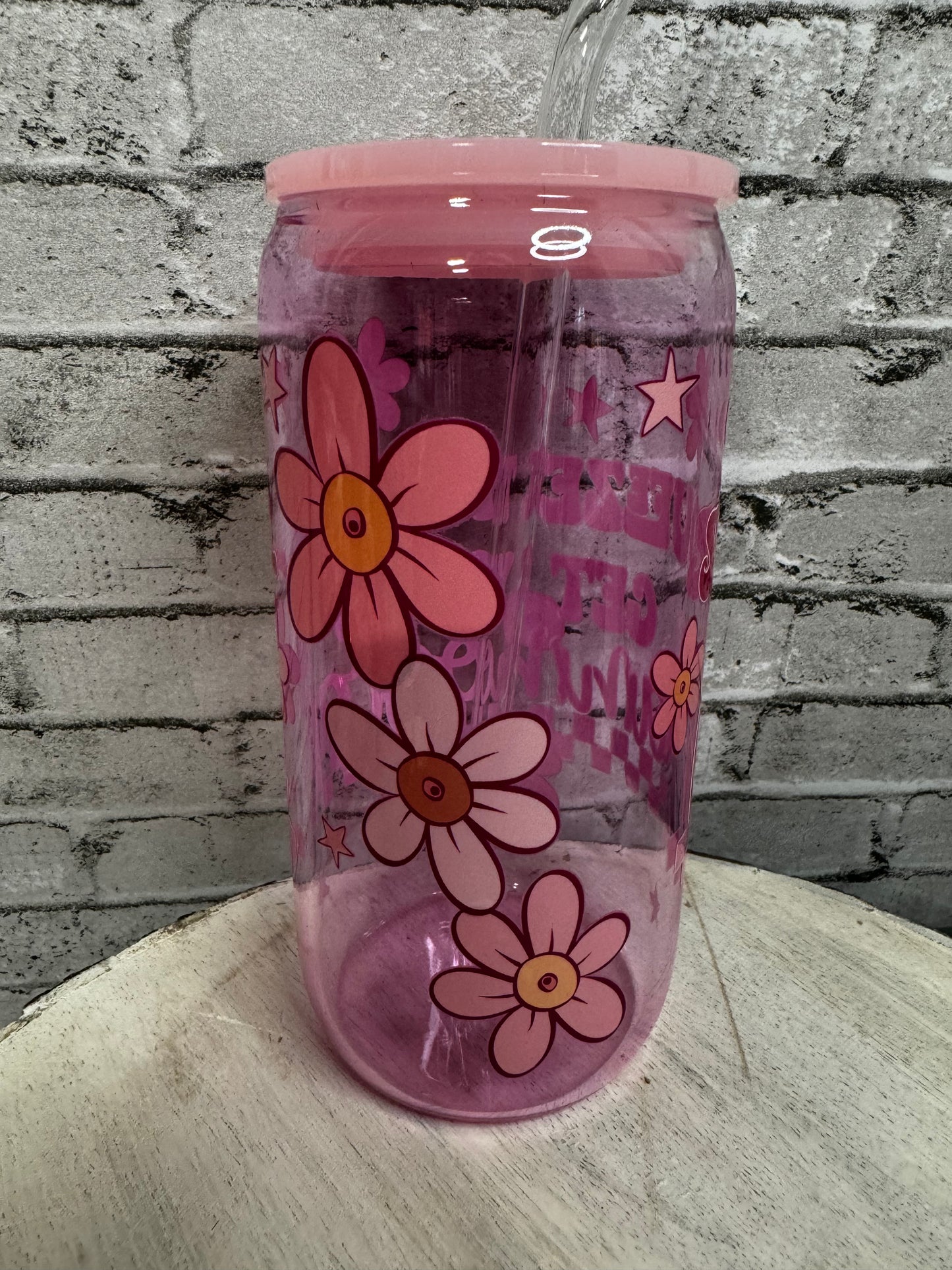 16 OZ SQUEEZE THE DAY - GET YOUR MAMMOGRAM GLASS CUP PINK