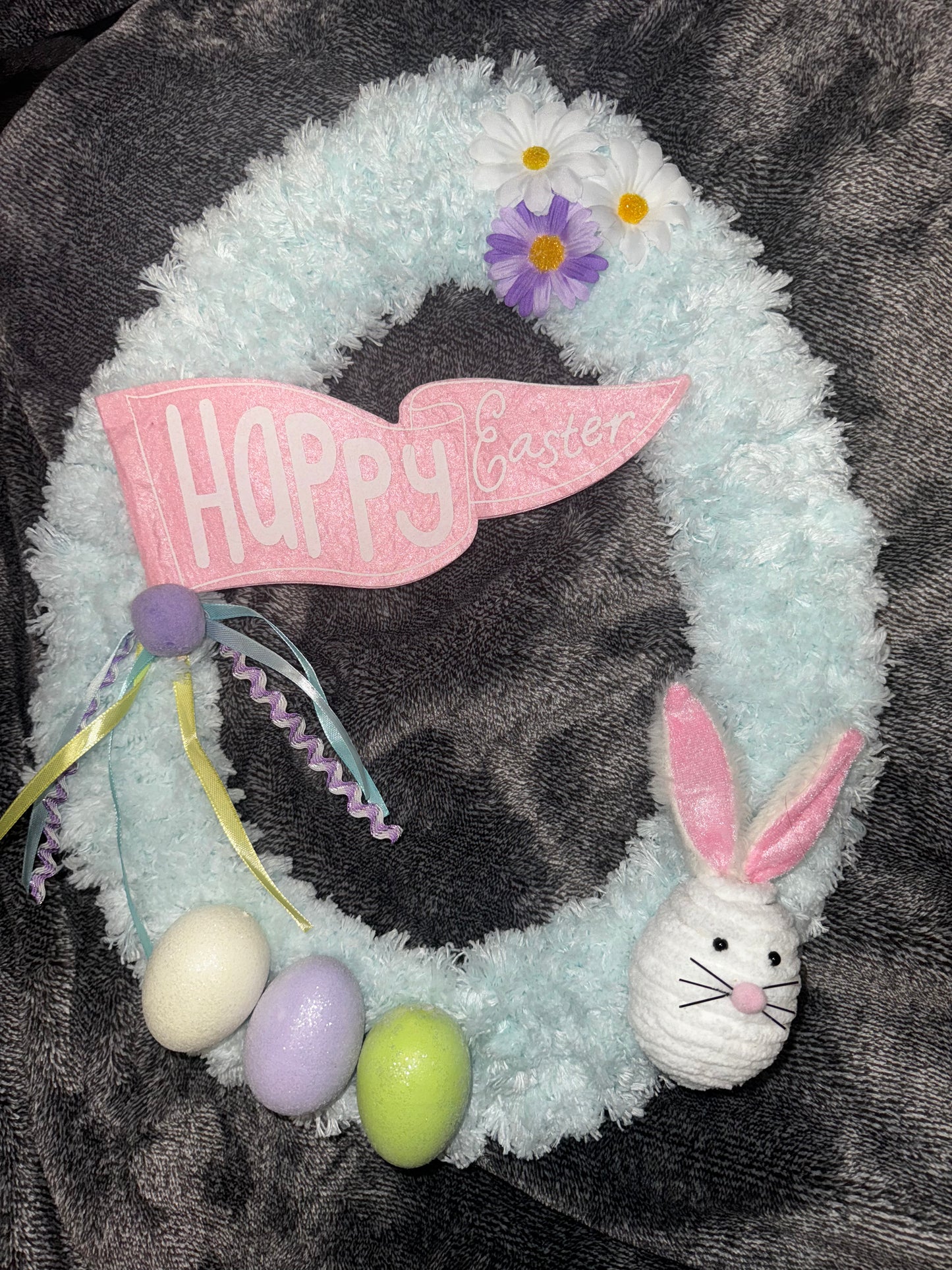 BLUE HAPPY EASTER EGG WREATH