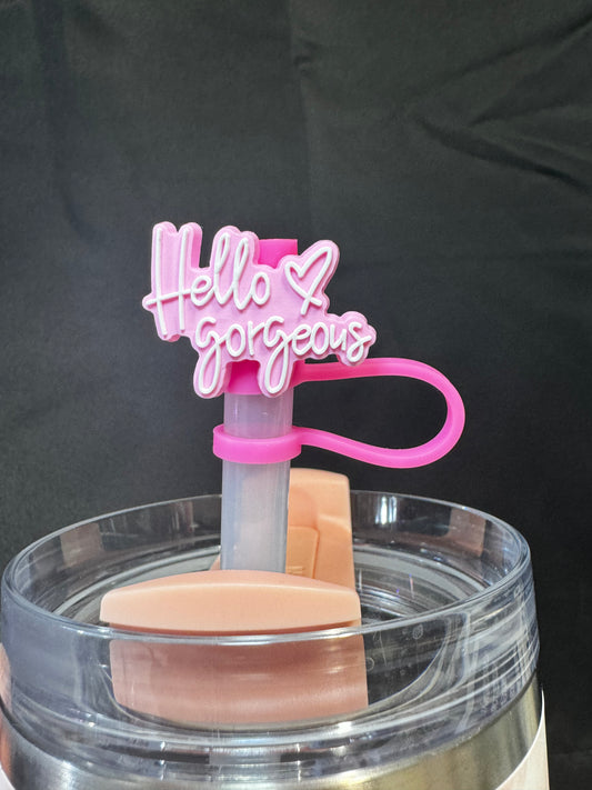 PINK HELLO GORGEOUS STRAW COVER