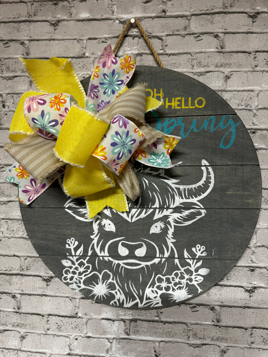 OH HELLO SPRING WOODEN DOOR HANGER